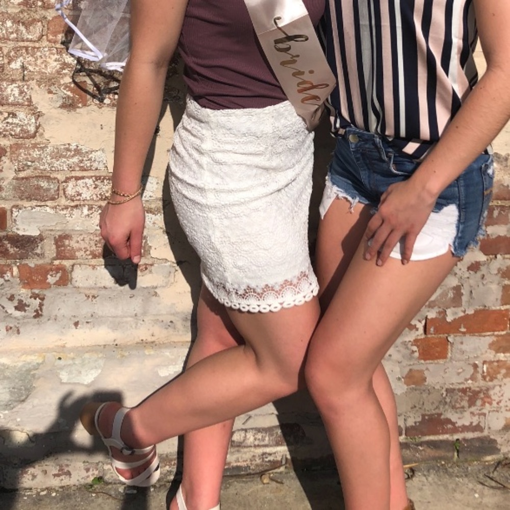 Lulus white mini skirt!